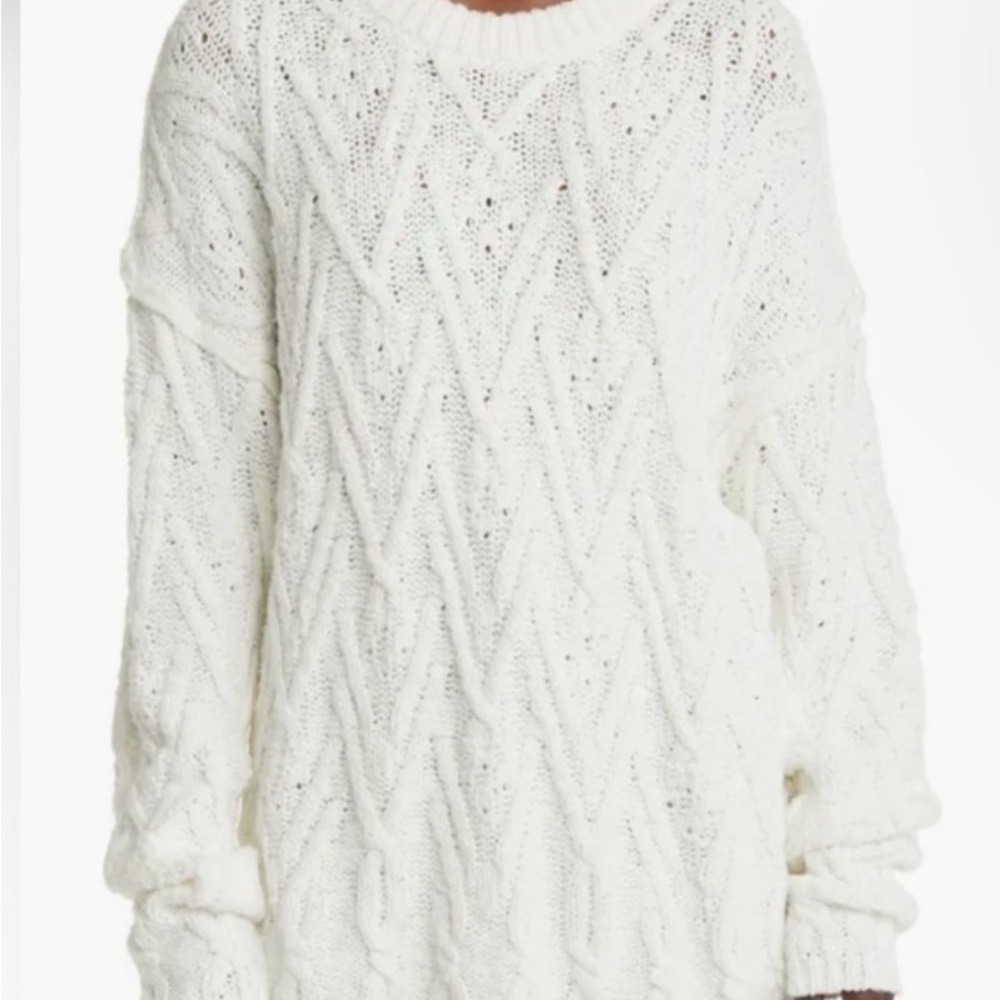 Free People Fishermen Ivory Cable Knit Sweater